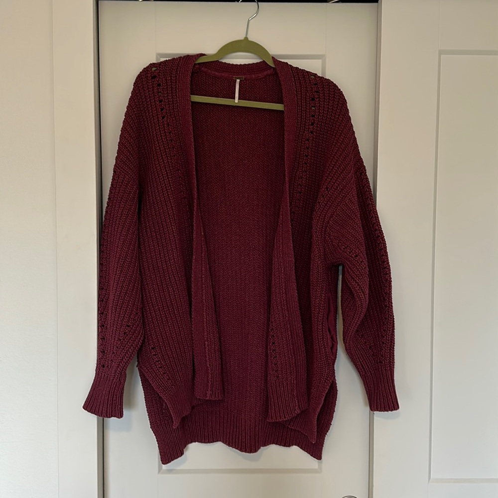 Burgundy Red Knit Cardigan from Free People